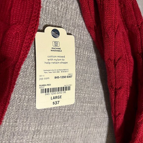 St. John's Bay Womens Crew Neck Long Sleeve Cable Knit Pullover Sweater - Picture 8 of 8